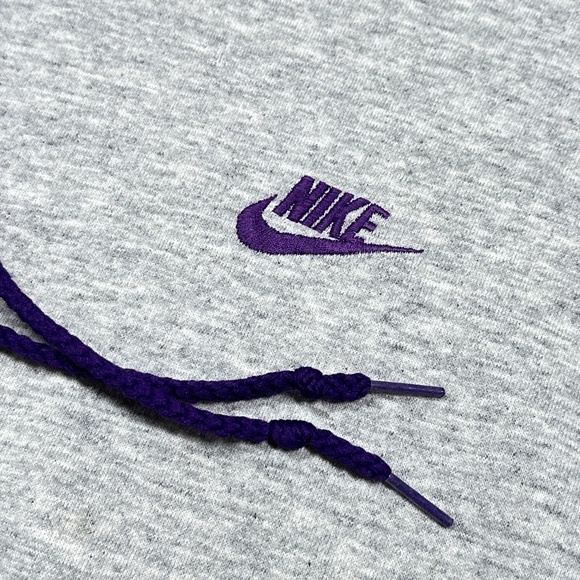 Vintage 90s Nike Made in Canada Gray Purple Fleece Hoodie Mens Large - Picture 5 of 9